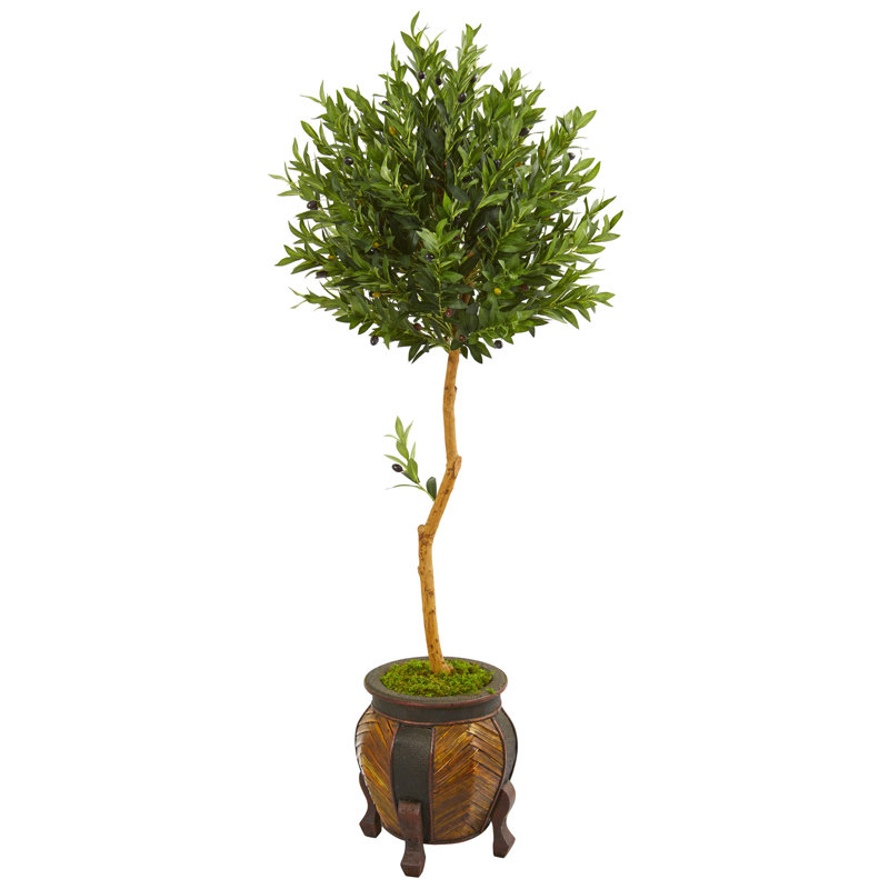 Fleur De Lis Living Artificial Olive Tree in Planter Wayfair